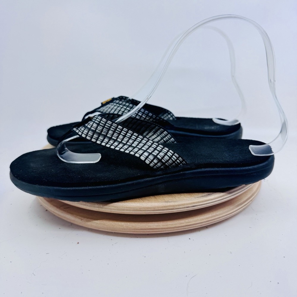 Teva Voya Flip Flops Womens 7 Black White Comfort Beach Sandals